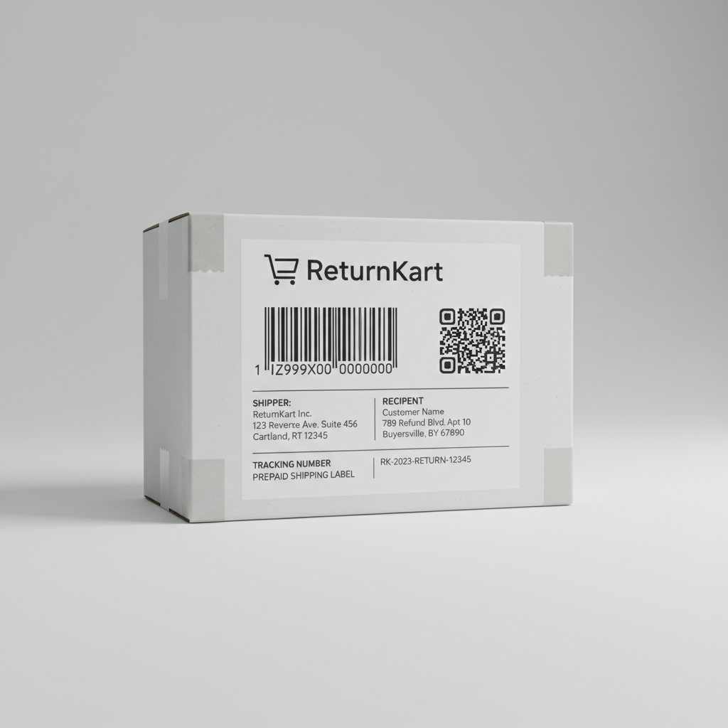 ReturnKart shipping box with prepaid label and barcode